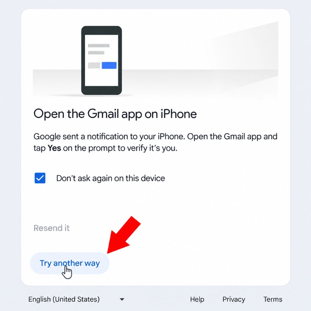Google screen: click Try another way
